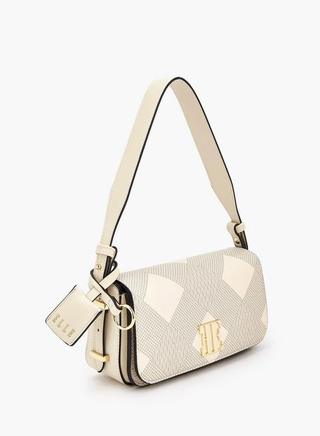 ELLE IVORY Checked Shoulder Bag with Flap Closure for Women | Best Price UAE